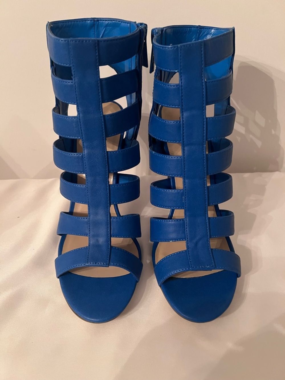 Blue Strappy Cage Heels for Women